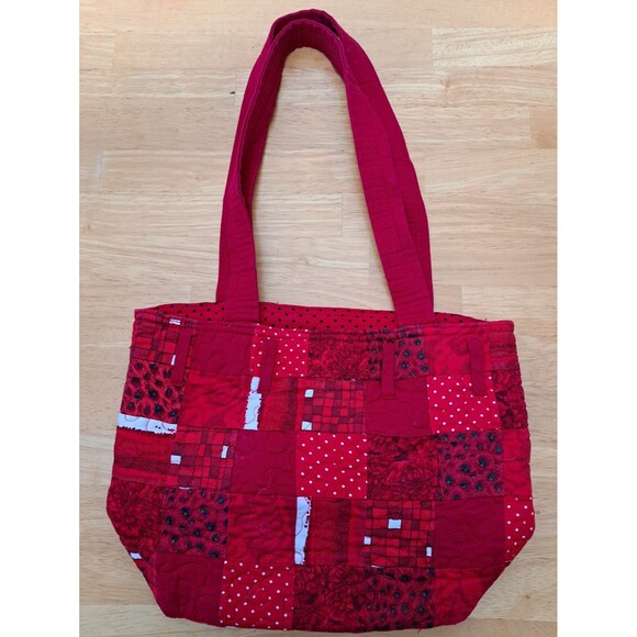 Donna Sharp Red Quilted Patchwork Purse Double Handle Handbag - Picture 1 of 12